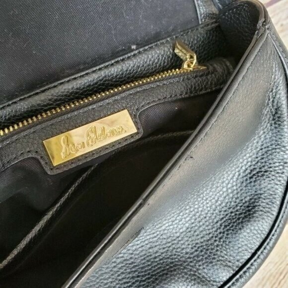 Sam Edelman Rio Calfskin Crossbody Bag Black/Orange Saddle Purse Half Moon - Picture 7 of 7